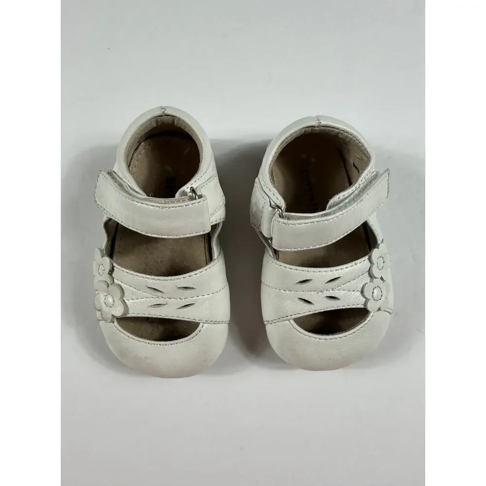 See Kai Run Smaller White Leather Floral Mary Jane Shoes 6–9 Months